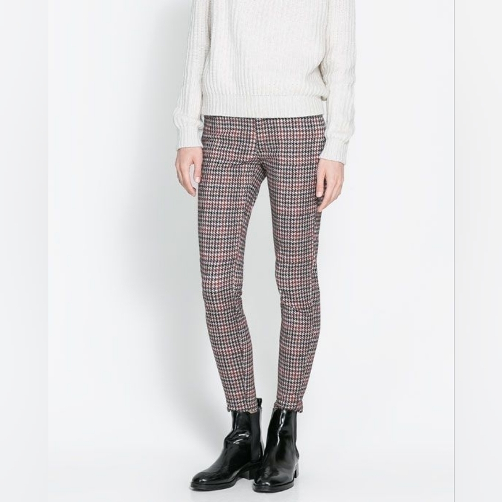Zara Z1975  Houndstooth Skinny Denim Pants Womens Size US 2